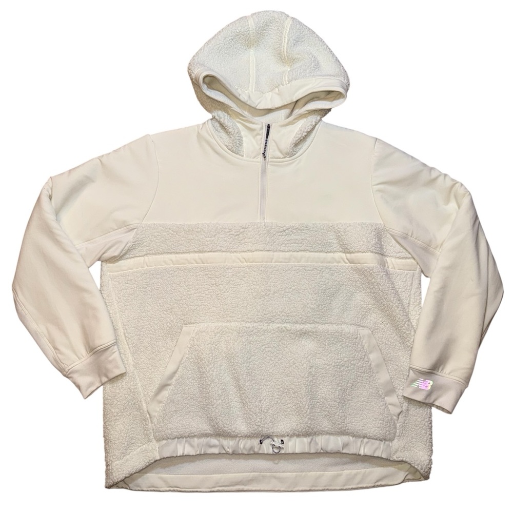 New Balance Quarter Zip Cream Teddy Sherpa Hoodie Jacket